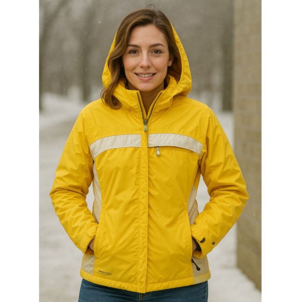 Columbia Tectonite Jacket Adult Puffer Hooded Yellow Ski Coat Sz L 18/20